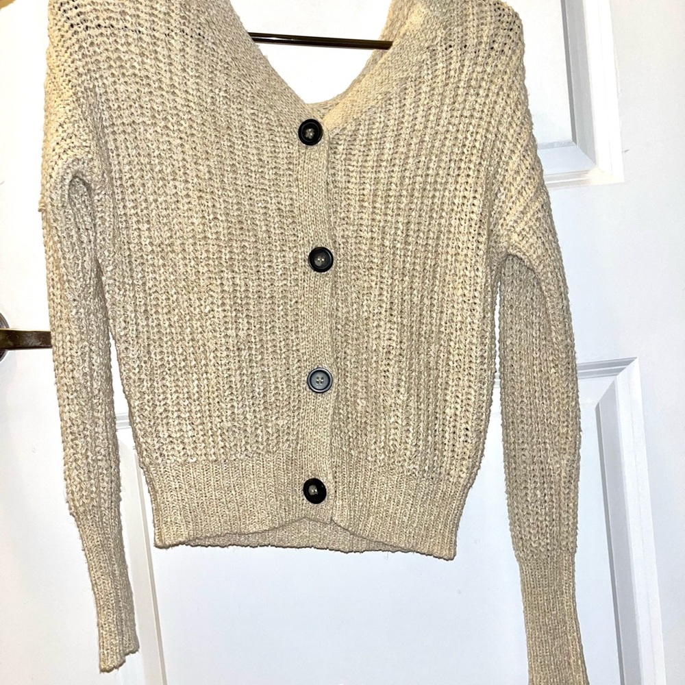 moon & madison Cream/Beige Button-Up Cardigan